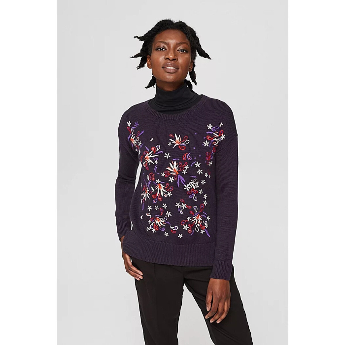 Pull col rond sales femme pas cher