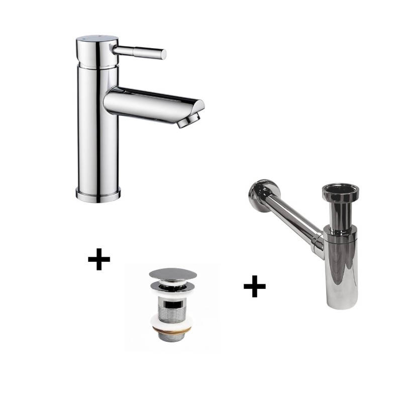 Robinet bec bas + bonde CLINT + siphon SIMON, MOB IN