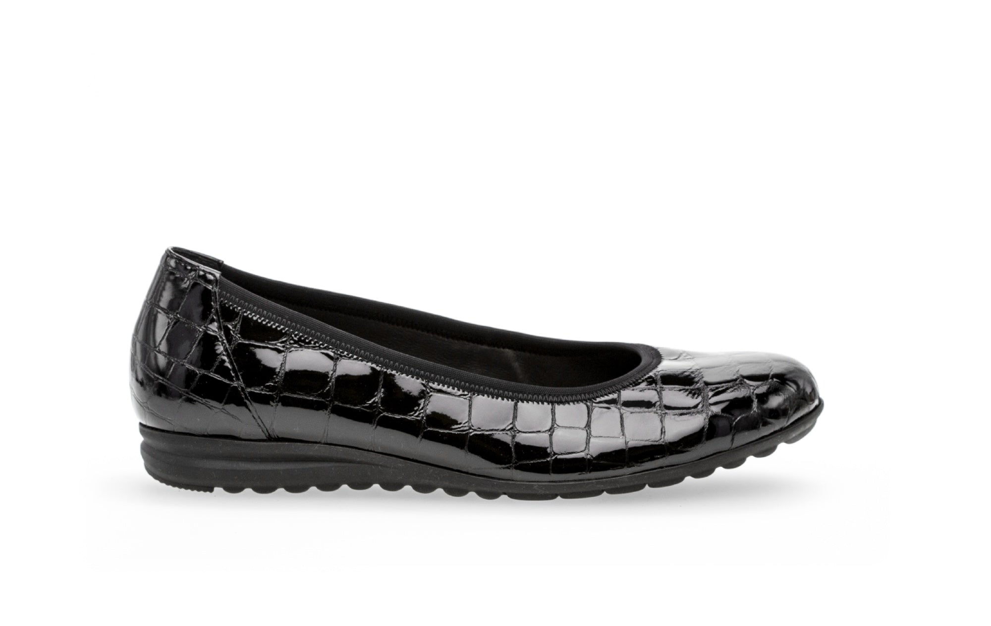 Ballerines en cuir vernis à talon compensé, GABOR