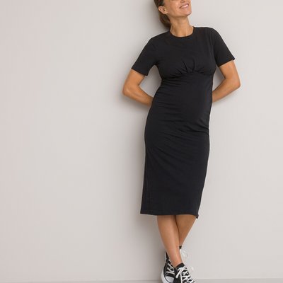 Organic Cotton Maternity Dress with Short Sleeves LA REDOUTE COLLECTIONS