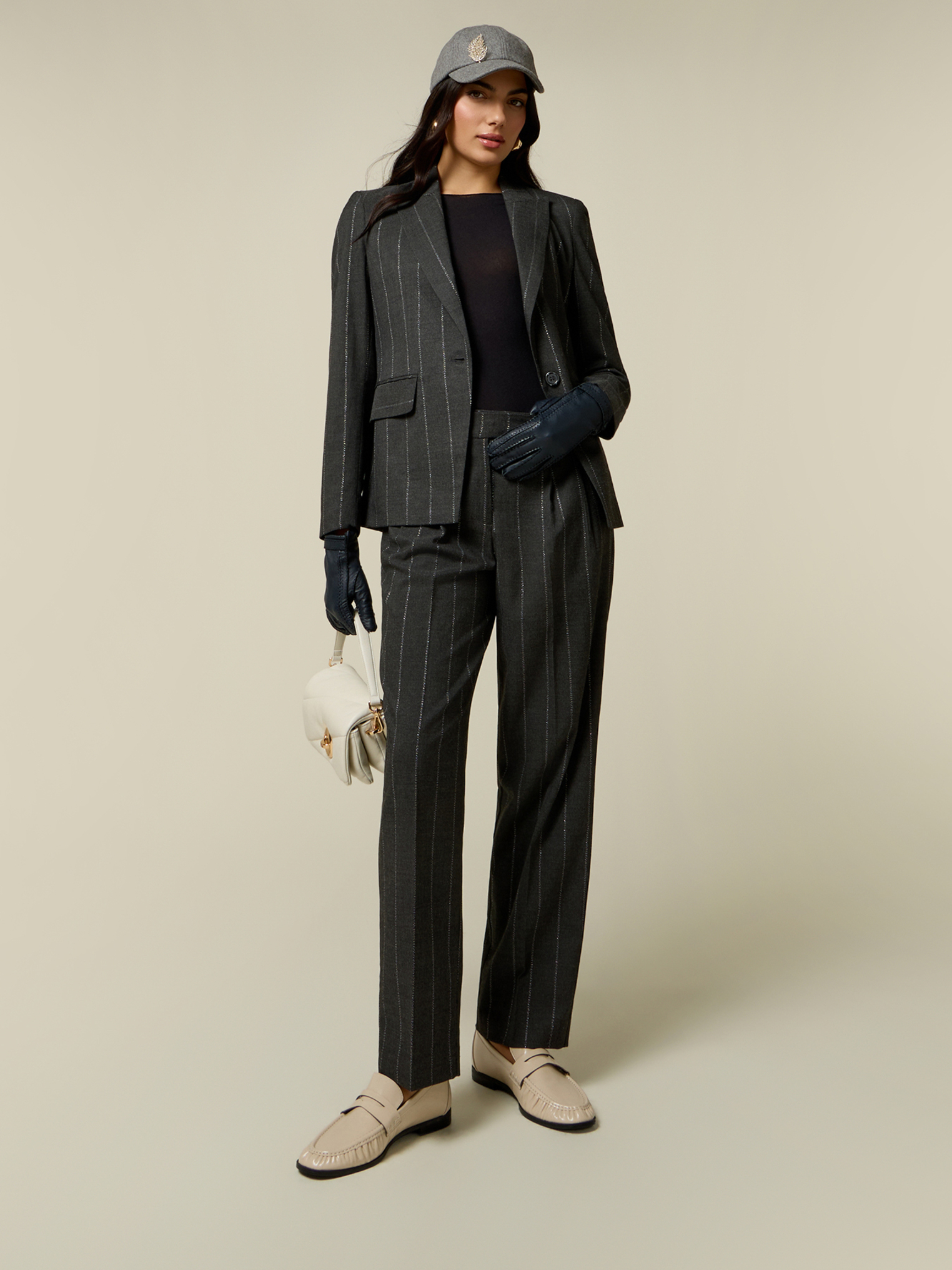Pantalon carotte rayé, OLTRE