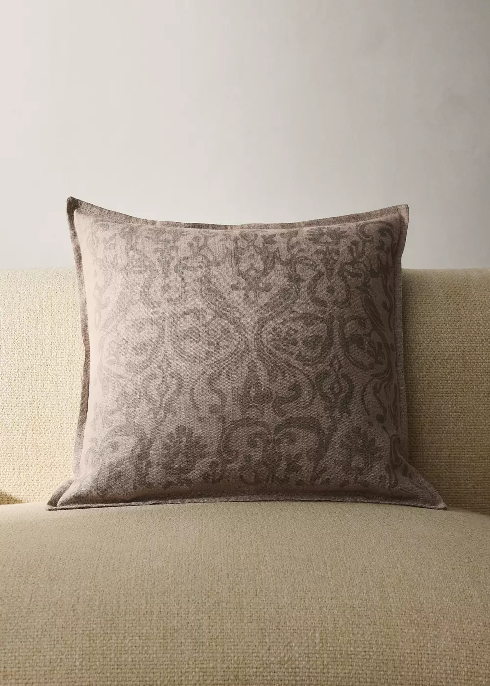 Housse de coussin lin et coton imprimé décoratif 50x50 cm, MANGO HOME