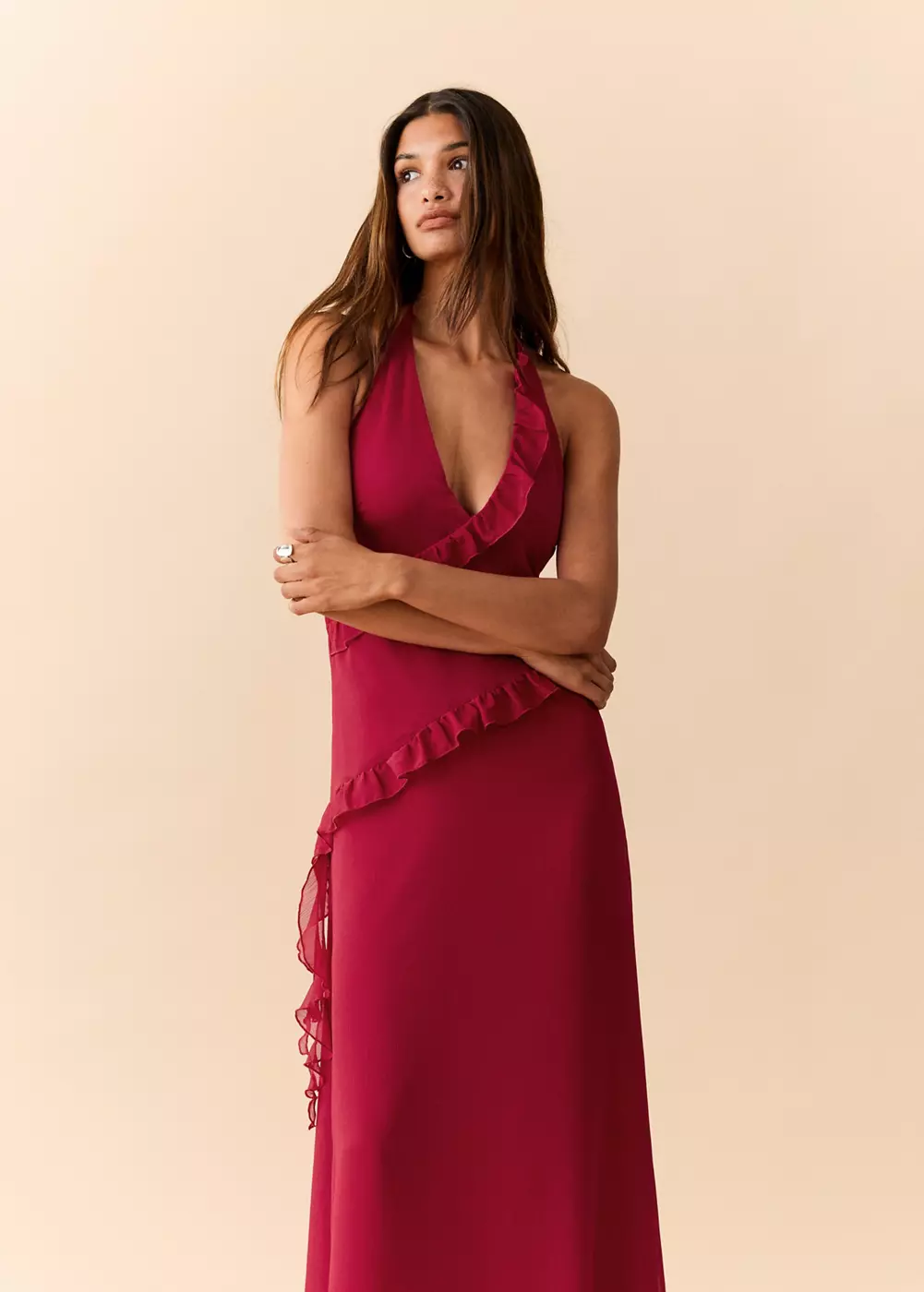 Robe à emmanchures américaines à volants, MANGO TEEN