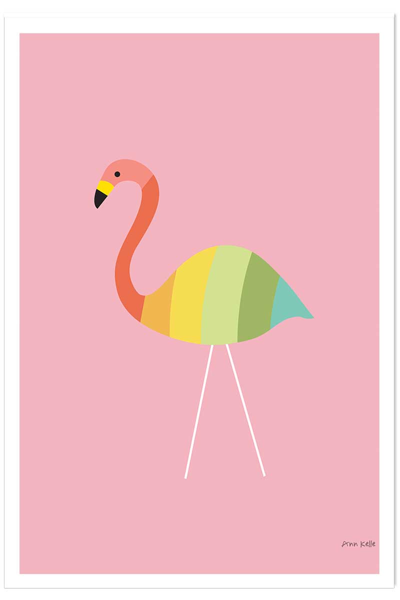 Affiche enfant flamant citron, HEXOA