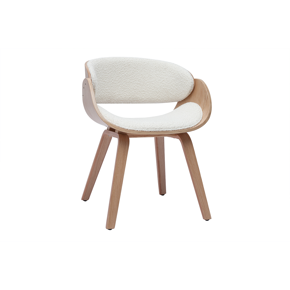 Chaise design en tissu effet velours texturé gris et bois foncé BENT, MILIBOO