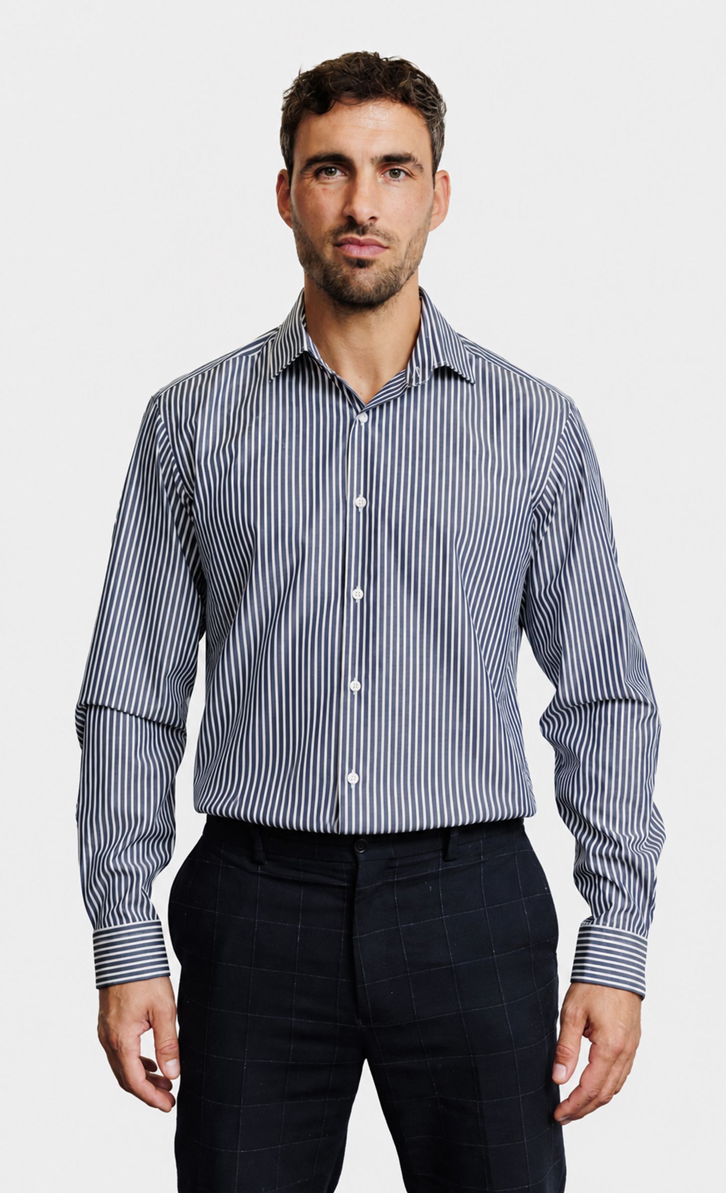 Chemise Regular fit double retors à rayures, ACROSS