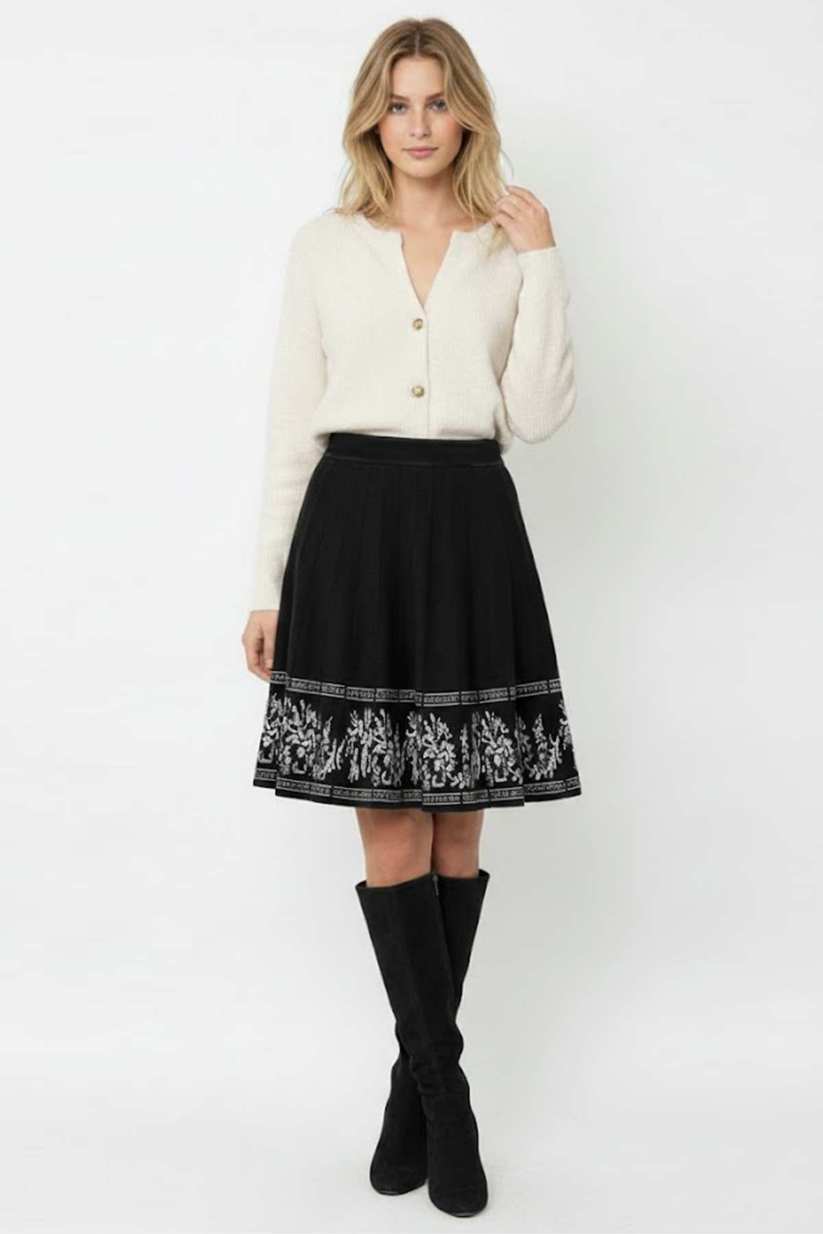 Jupe maille patineuse à bordure jacquard IDALIA, DERHY