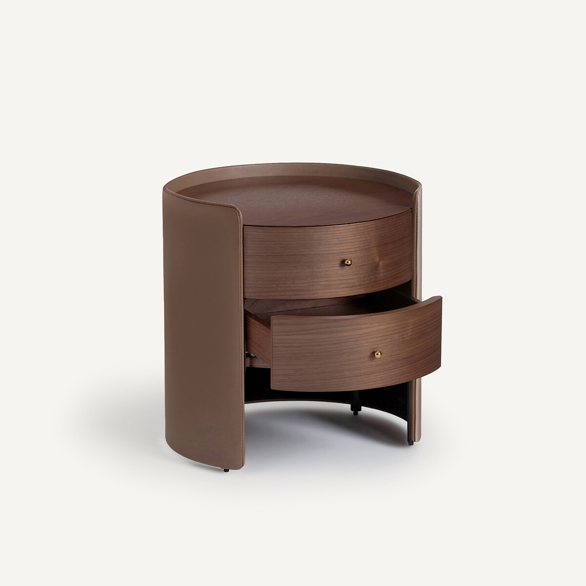 Nachtkastje Firmo Notenhout en Leer - Jaren '50 Design