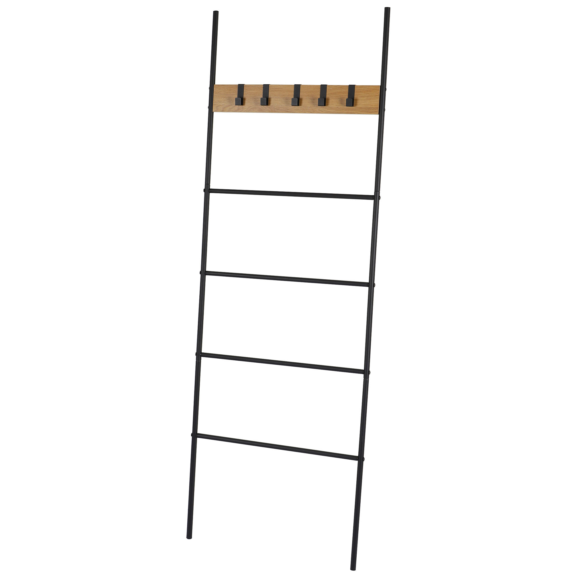 Porte serviettes échelle 4 niveaux + 5 patères 60x2x177cm, WADIGA