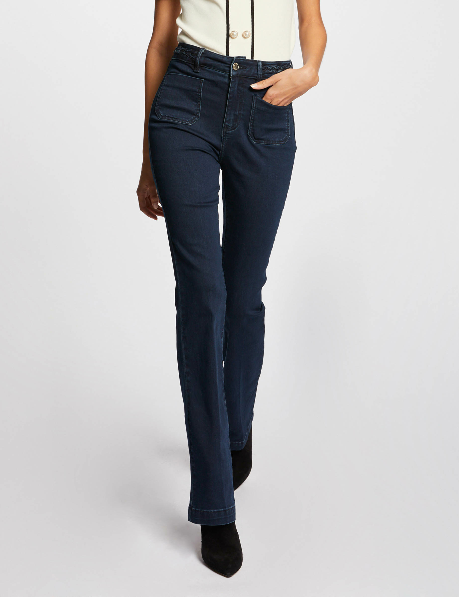 Jeans bootcut avec détails tressés, MORGAN