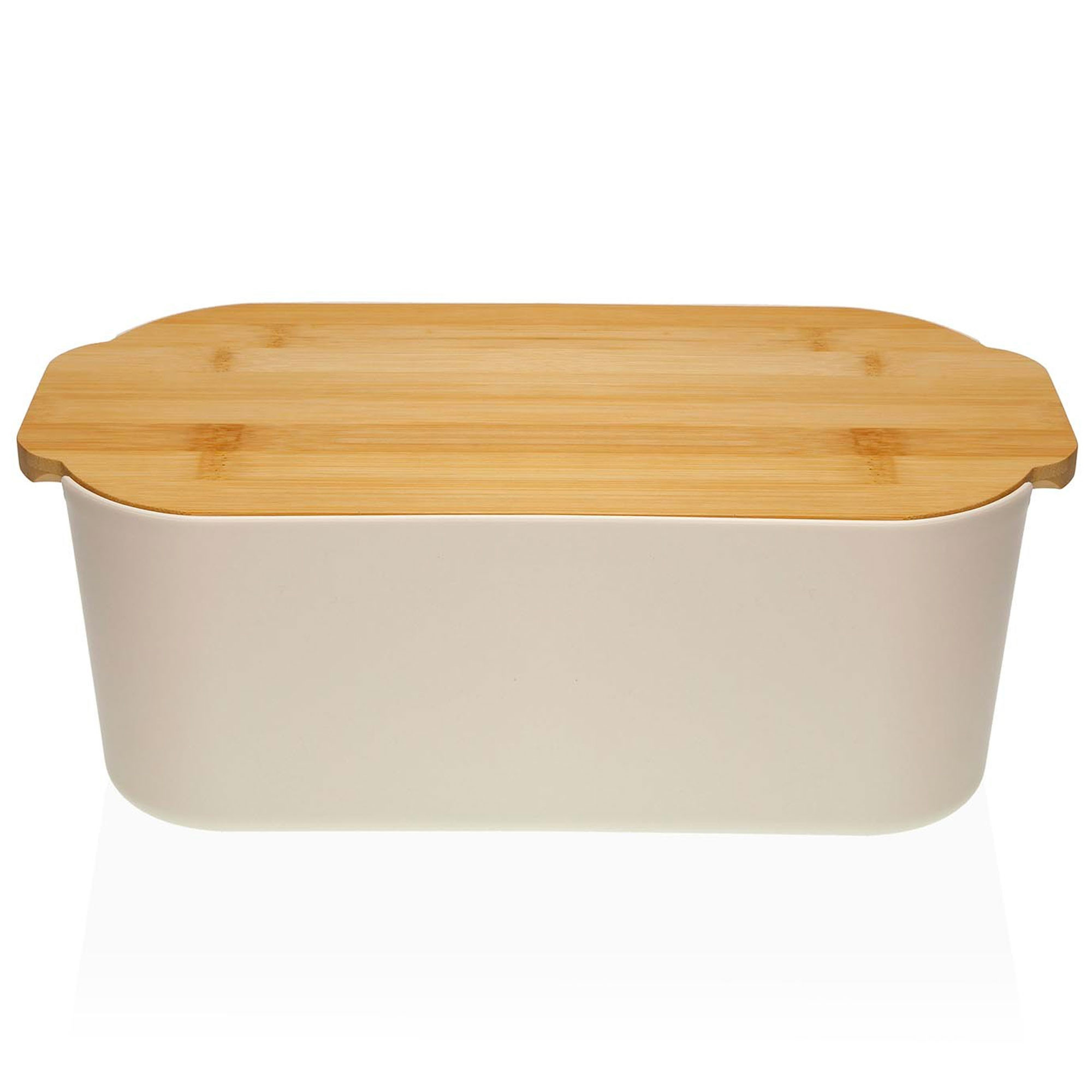 Boîte à pain en polypropylène blanc et couvercle bambou 33x18.5x12cm, VERSA