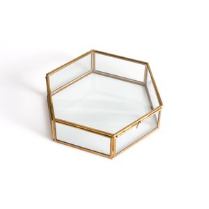Boîte hexagonale verre et laiton, Uyova