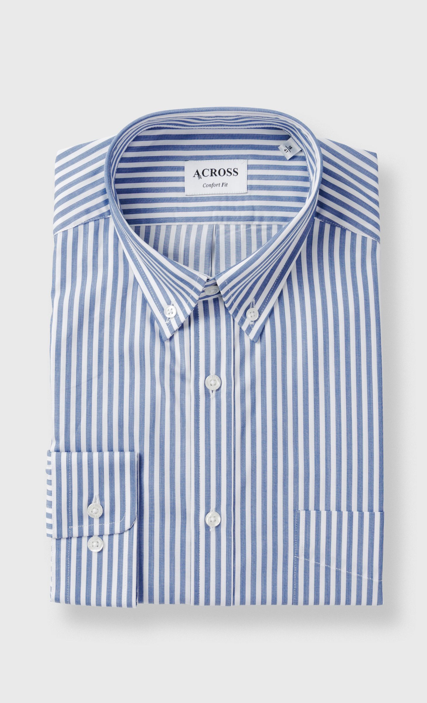 Chemise Confort fit à rayures en voile de coton, ACROSS