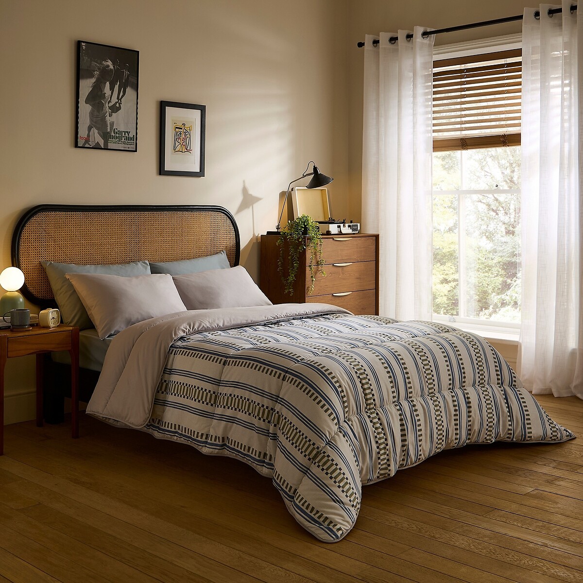10.5 Tog Coverless Duvet And Pillowcase Set Scandi Stripe, NIGHT LARK