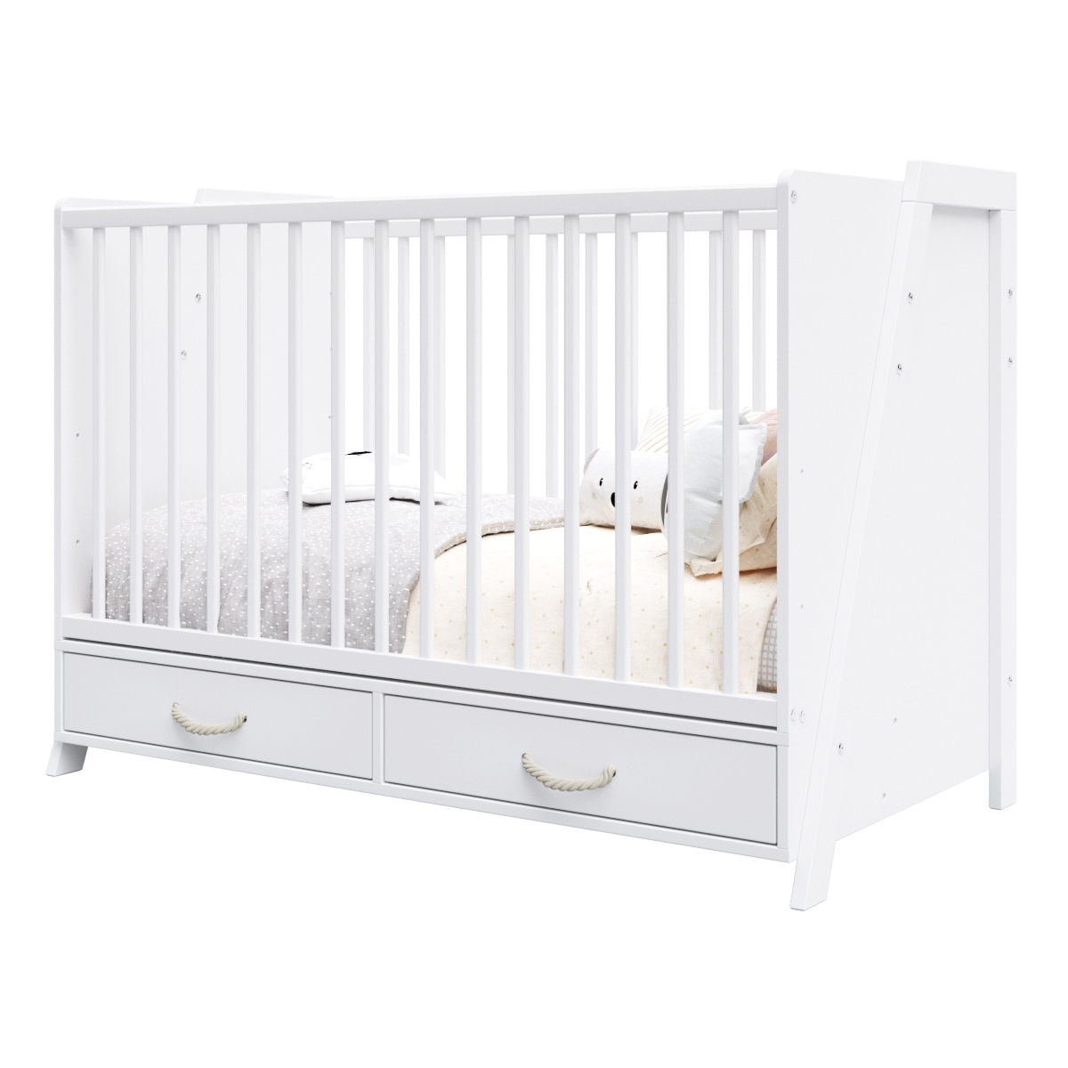 Lit bébé évolutif et Bureau 2 en 1- LIV - 120x60 cm - Blanc, PREMIERS MOMENTS