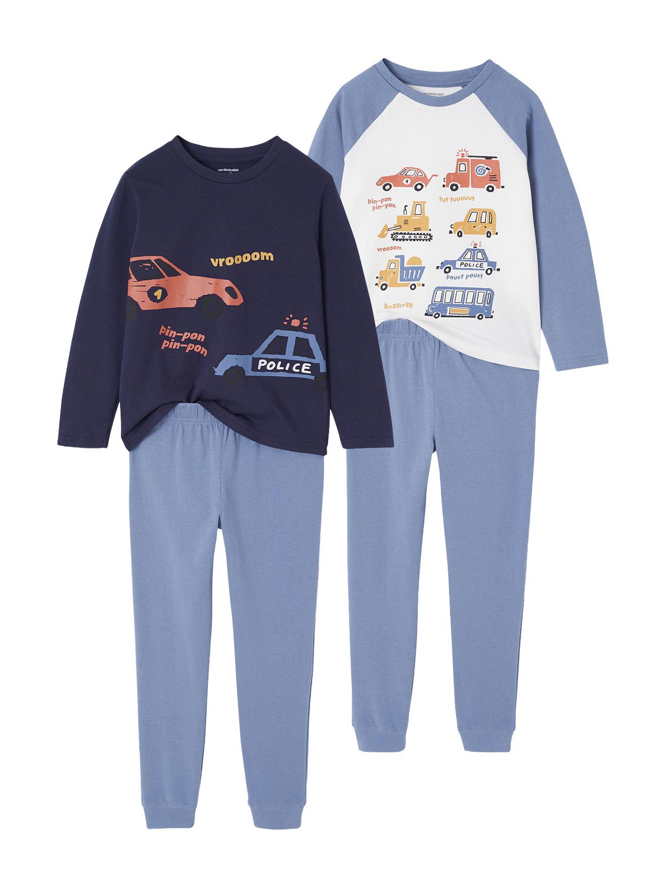 Lot de 2 Pyjamas Imprimés Véhicules Garçon, VERTBAUDET
