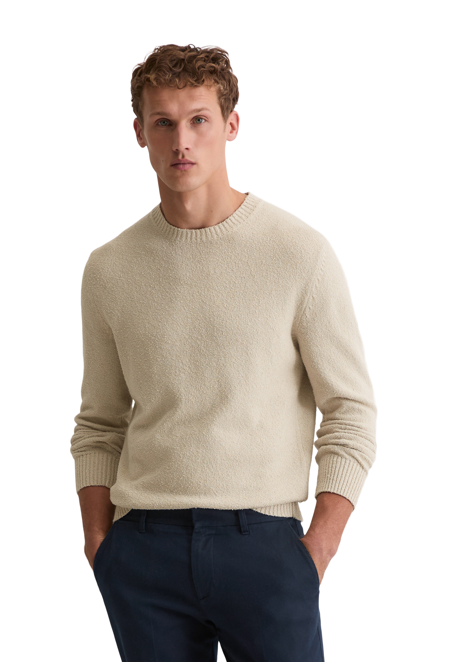 Pull bouclette regular en coton bio mélangé, MARC O'POLO