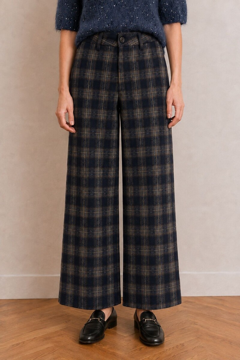 Pantalon large à carreaux, SEE U SOON