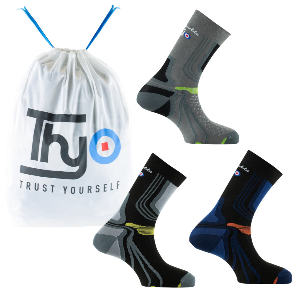 Lot de 3 paires de mi-chaussettes La Double® Trek en fils recyclés, THYO