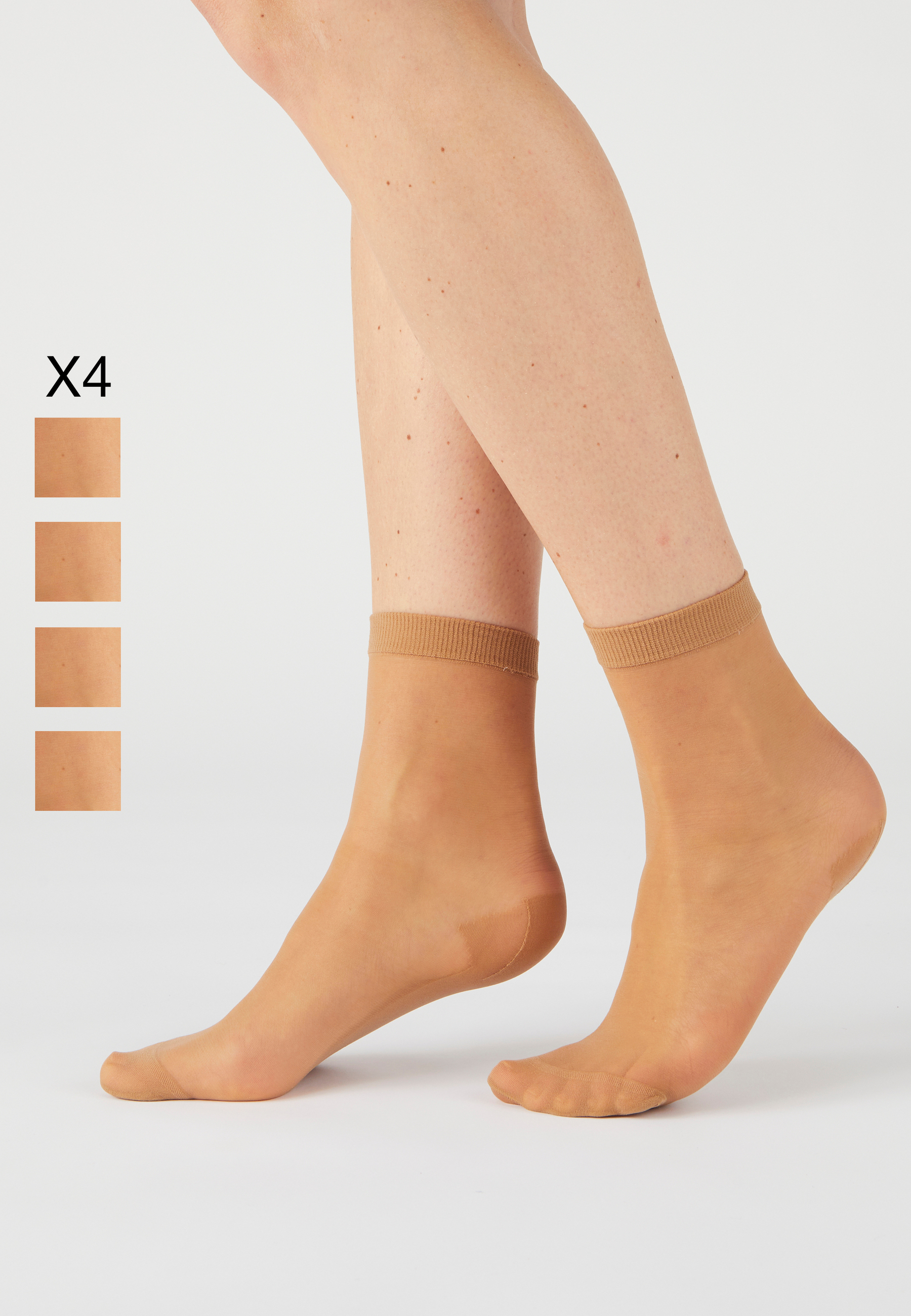 Paires de socquettes voile 15d - Lot de 4, DAMART