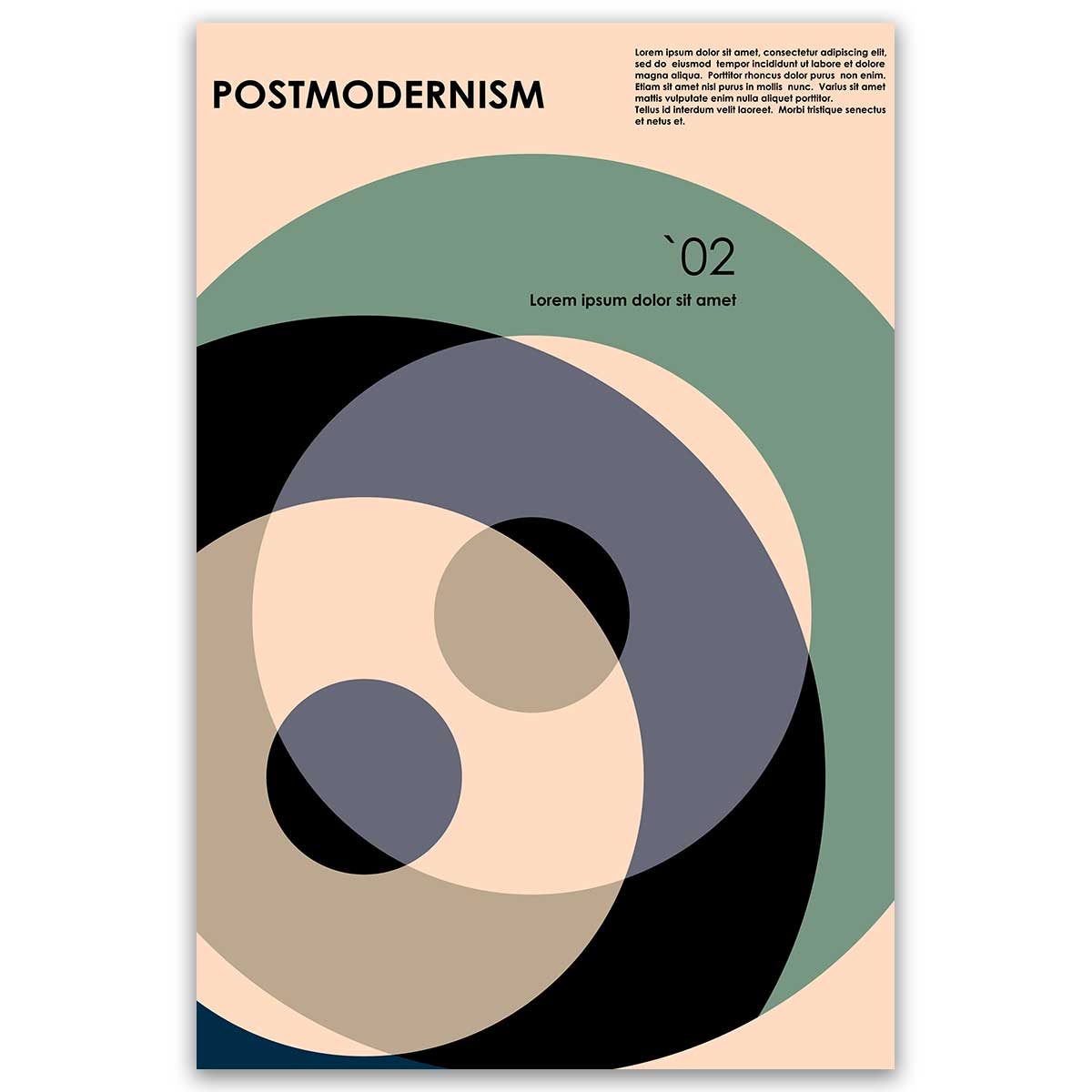 Tableau abstrait cercles modernes tons doux, HEXOA