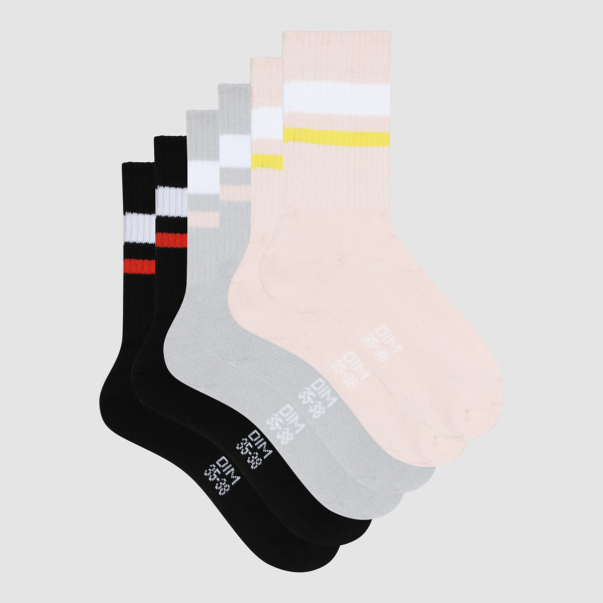 Pack of 3 Pairs of EcoDim Sport Crew Socks in Cotton Mix