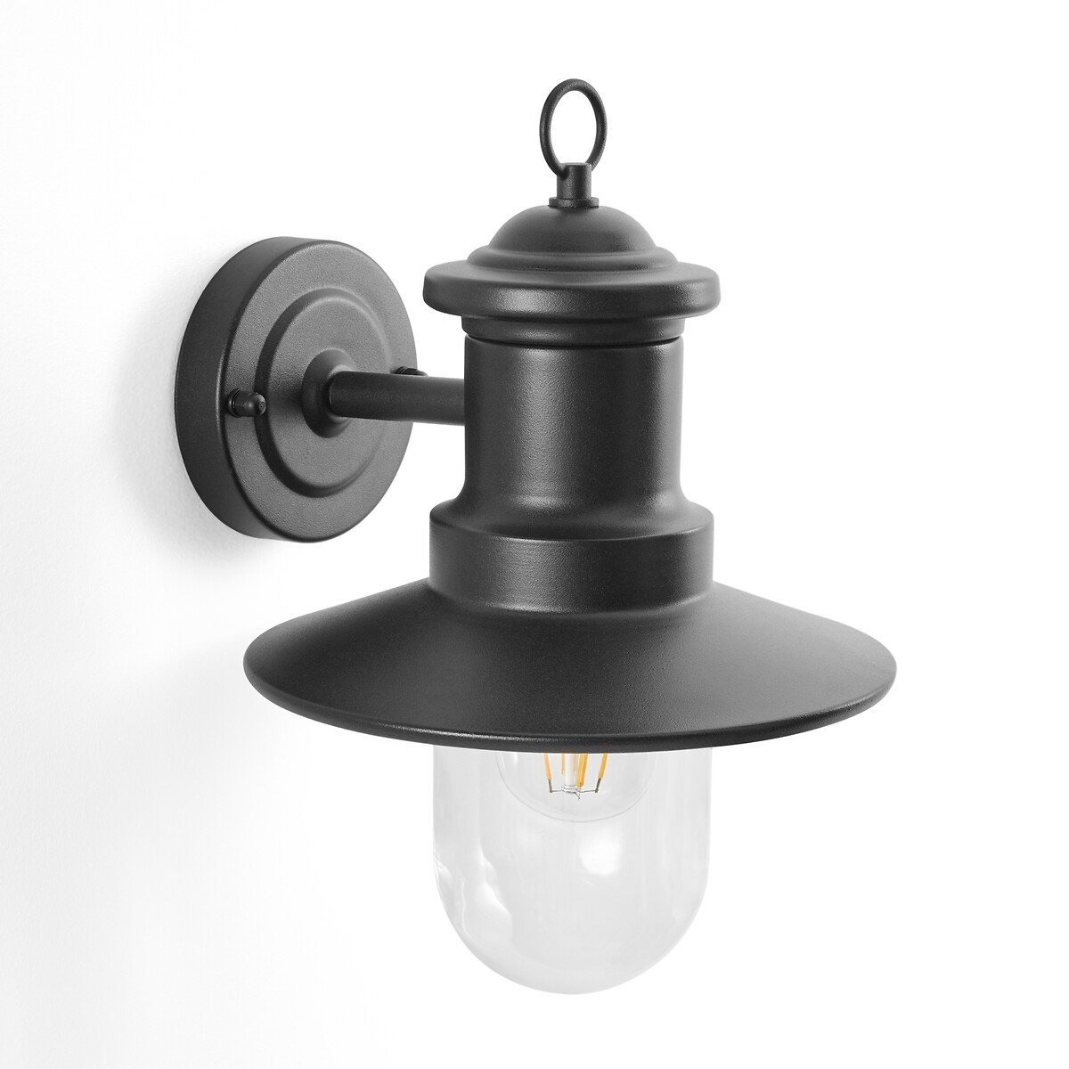 Matte Black Finish Globe Electric 44157 Harbor Outdoor Wall Sconce Clear Plastic Diffuser, 
