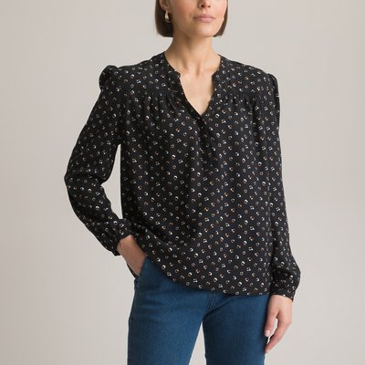 Printed Lace Detail Blouse with Long Sleeves ANNE WEYBURN