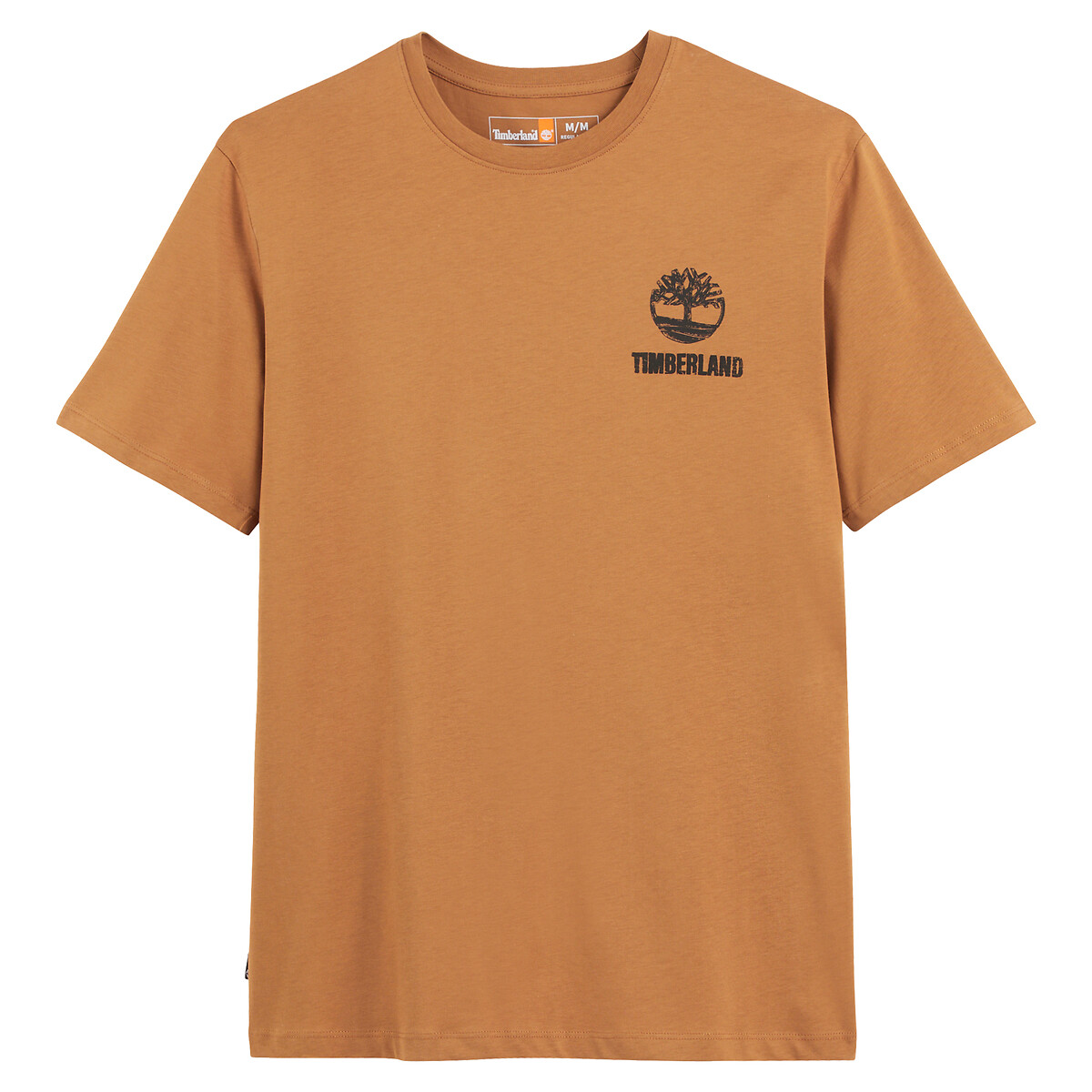 Tree graphic cotton t-shirt with logo print and short sleeves, camel ...