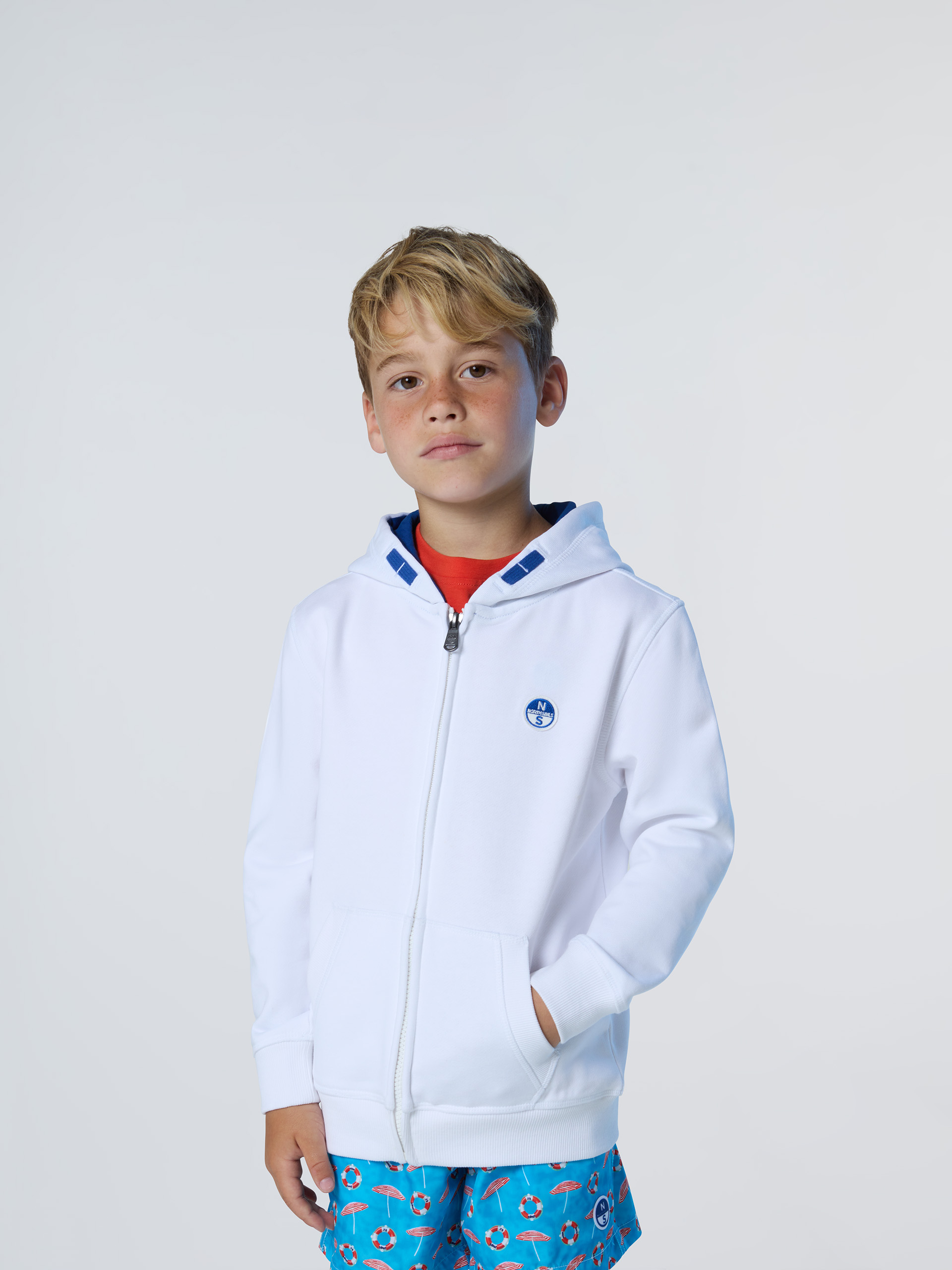 Sweat à capuche zippé intégrale avec écusson de logo, NORTH SAILS