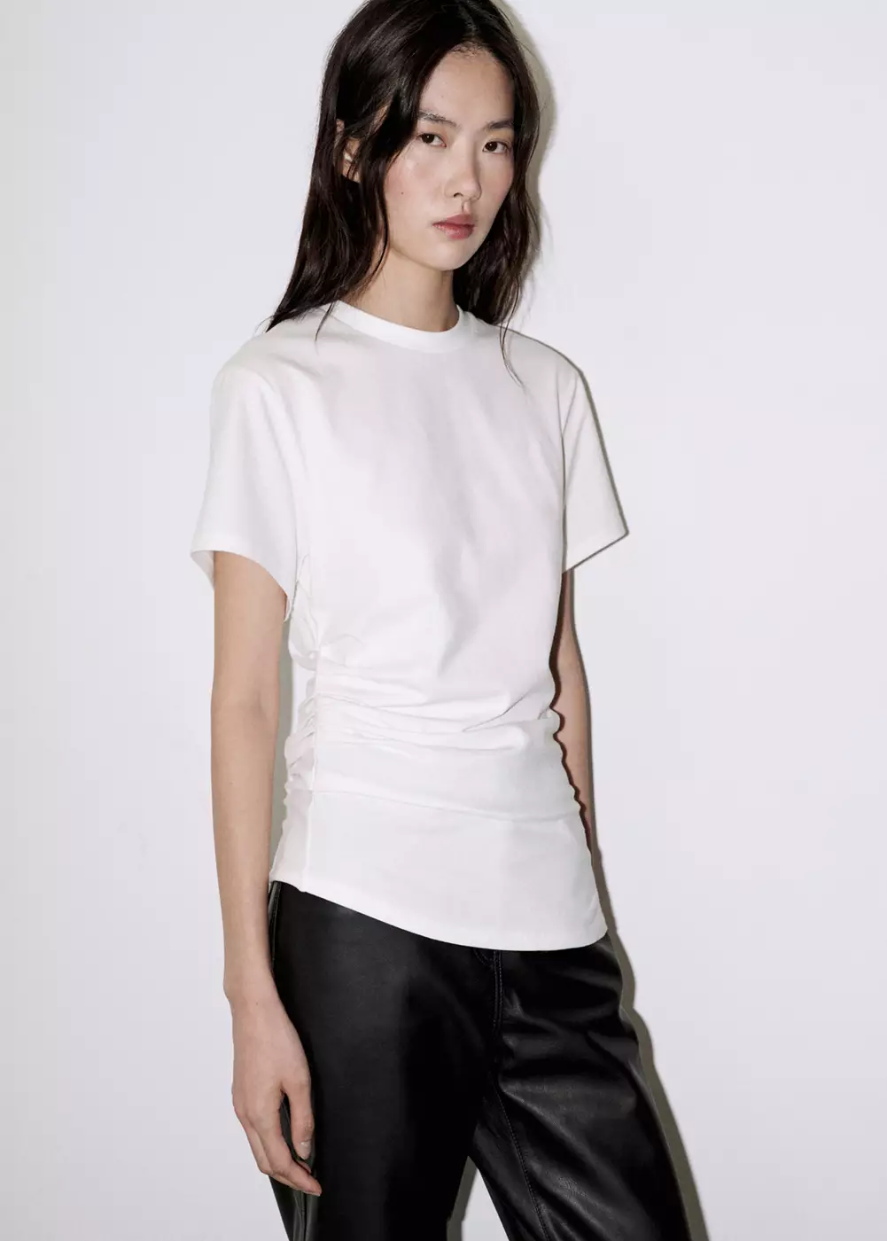 T-shirt froncé coton, MANGO