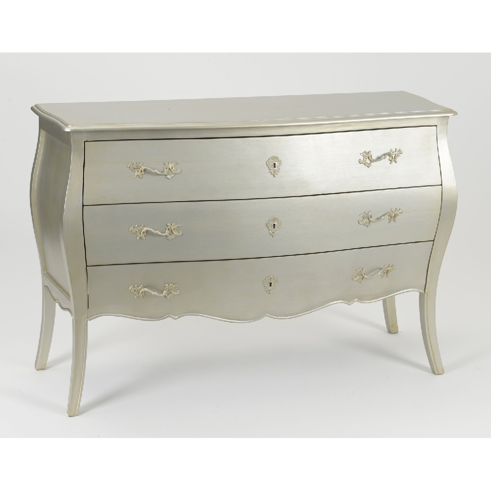 Commode 3 tiroirs argentée L120 cm Murano, AMADEUS
