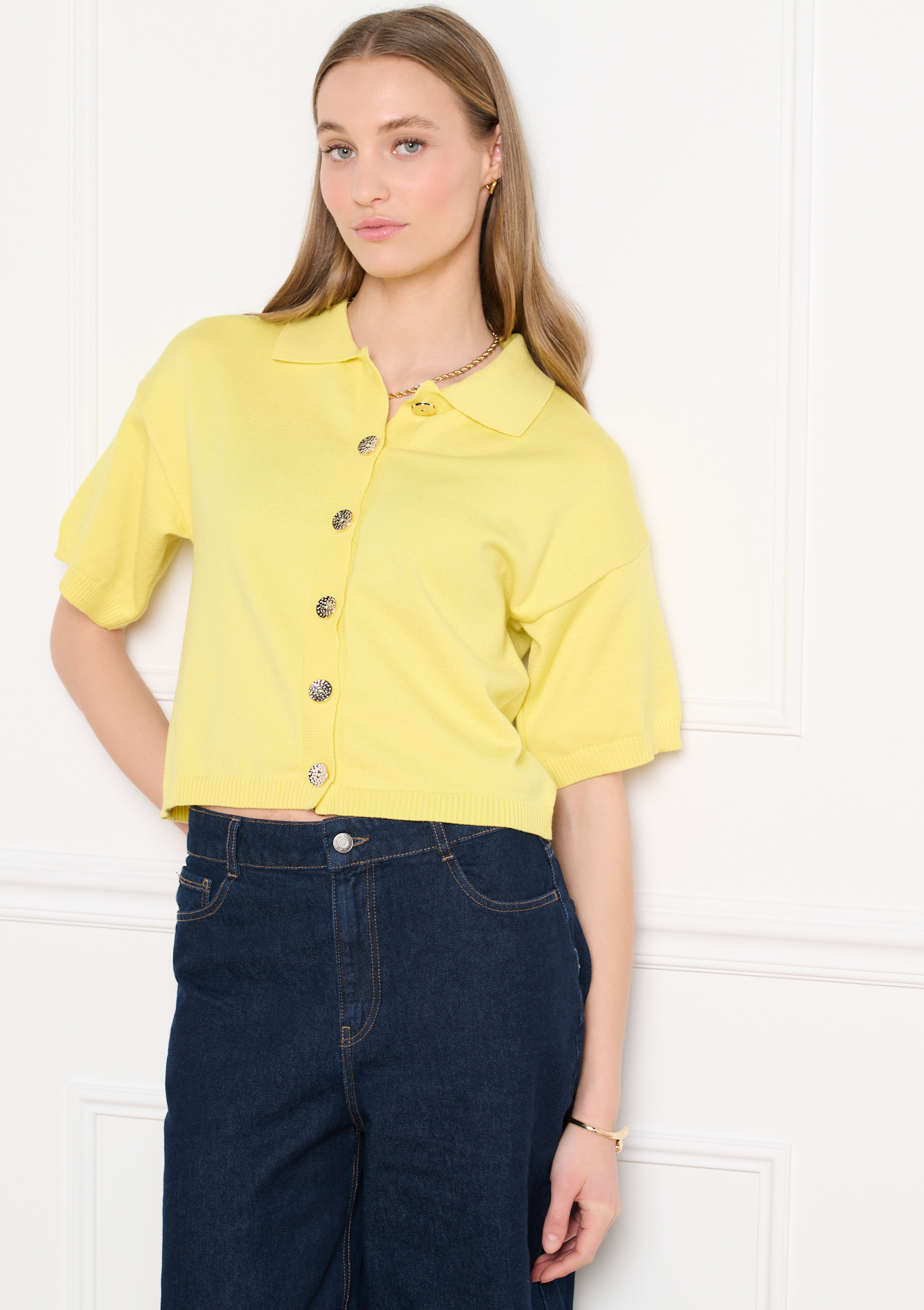 Cardigan col polo manches courtes, LOLALIZA