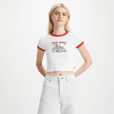 Printed Cotton Cropped T-Shirt LEVI'S
