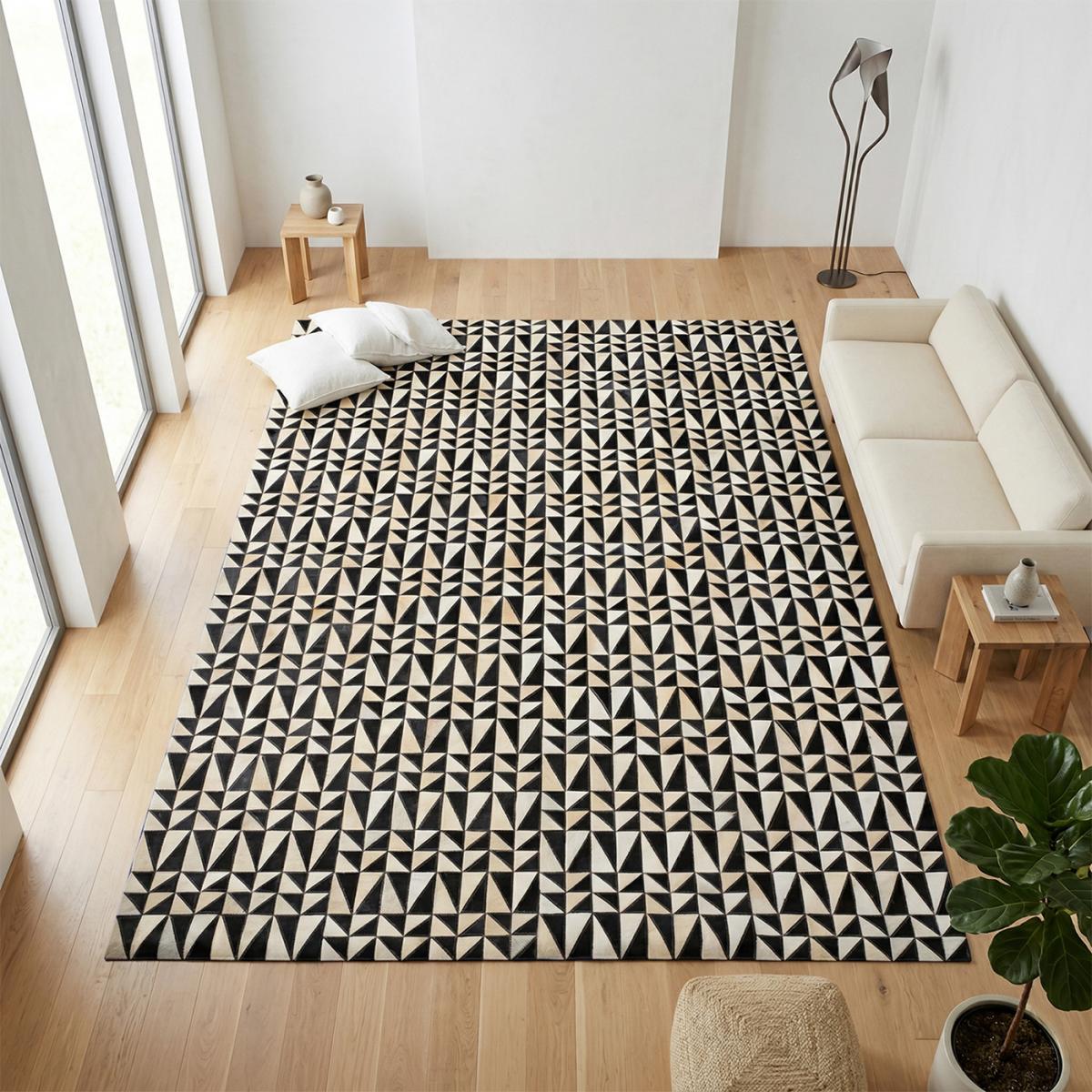 Tapis en peau de vache kilm LITTLETRI, fait à la main, UN AMOUR DE TAPIS