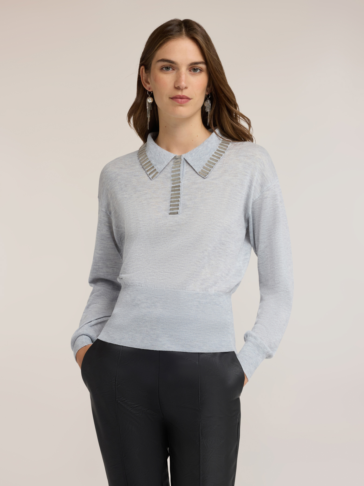 Polo en tricot avec côtes, MOTIVI