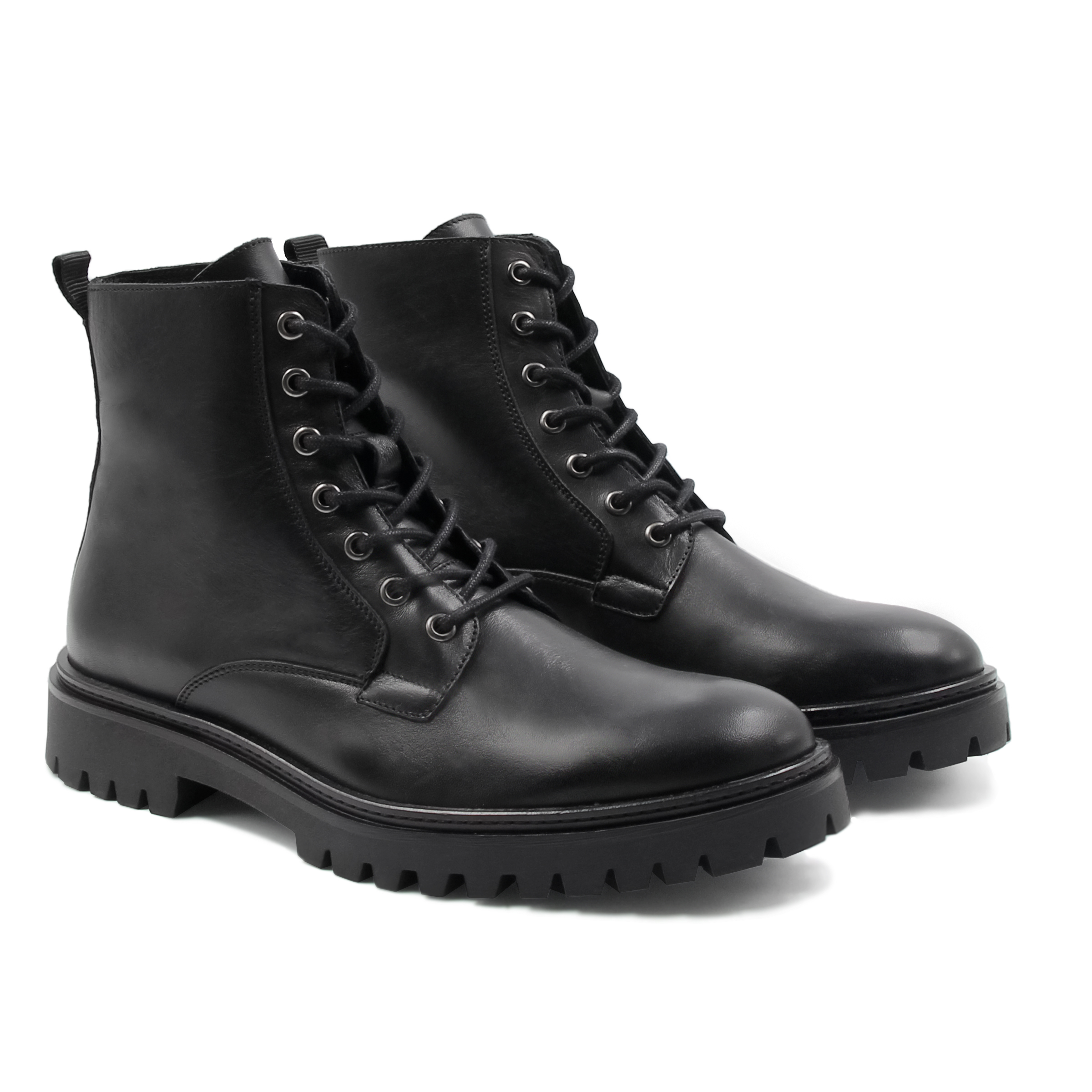 Boots à lacets crantées cuir lisse, JULES & JENN