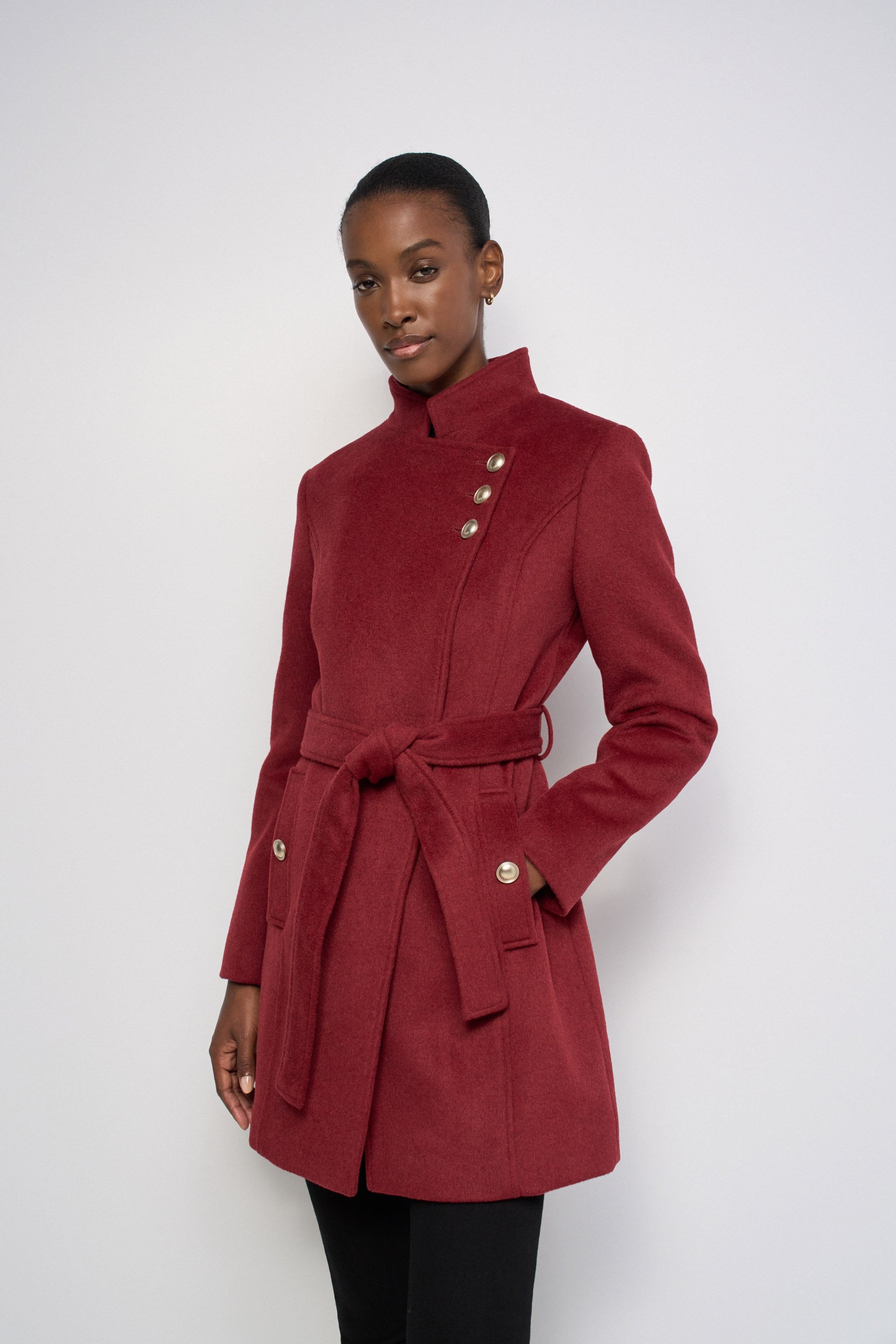 MANTEAU GRACE EN DRAP DE LAINE AVEC CEINTURE ET BOUTONS, SALSA JEANS