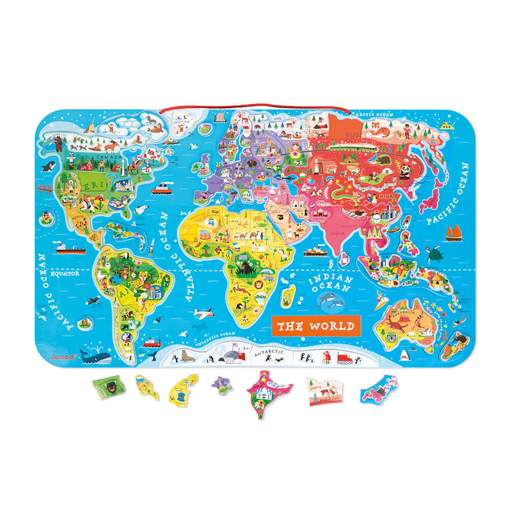 Puzzle Monde Magnétique 92 Pièces Anglais, JANOD