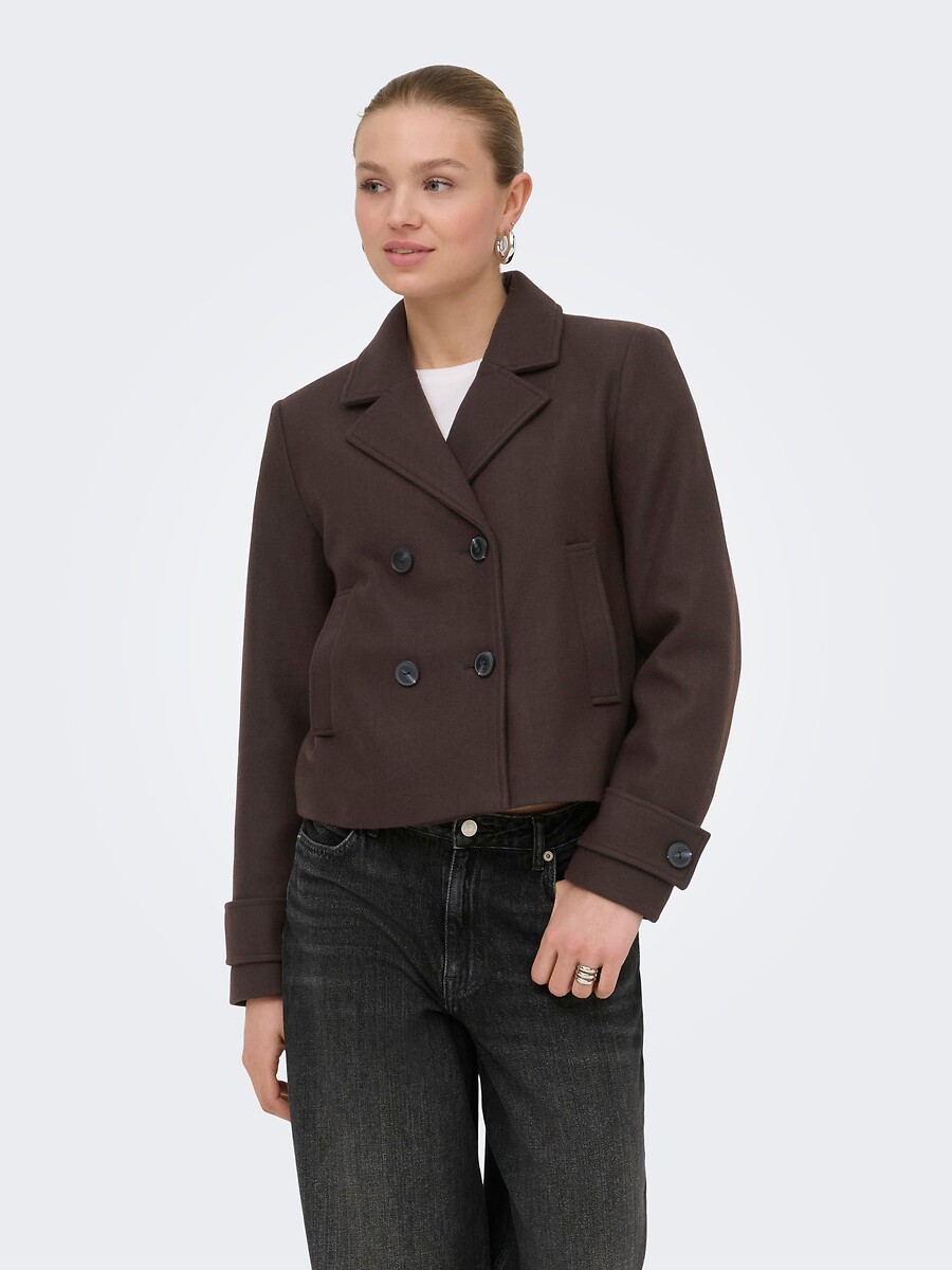 Manteau court col tailleur, boutonné, ONLY