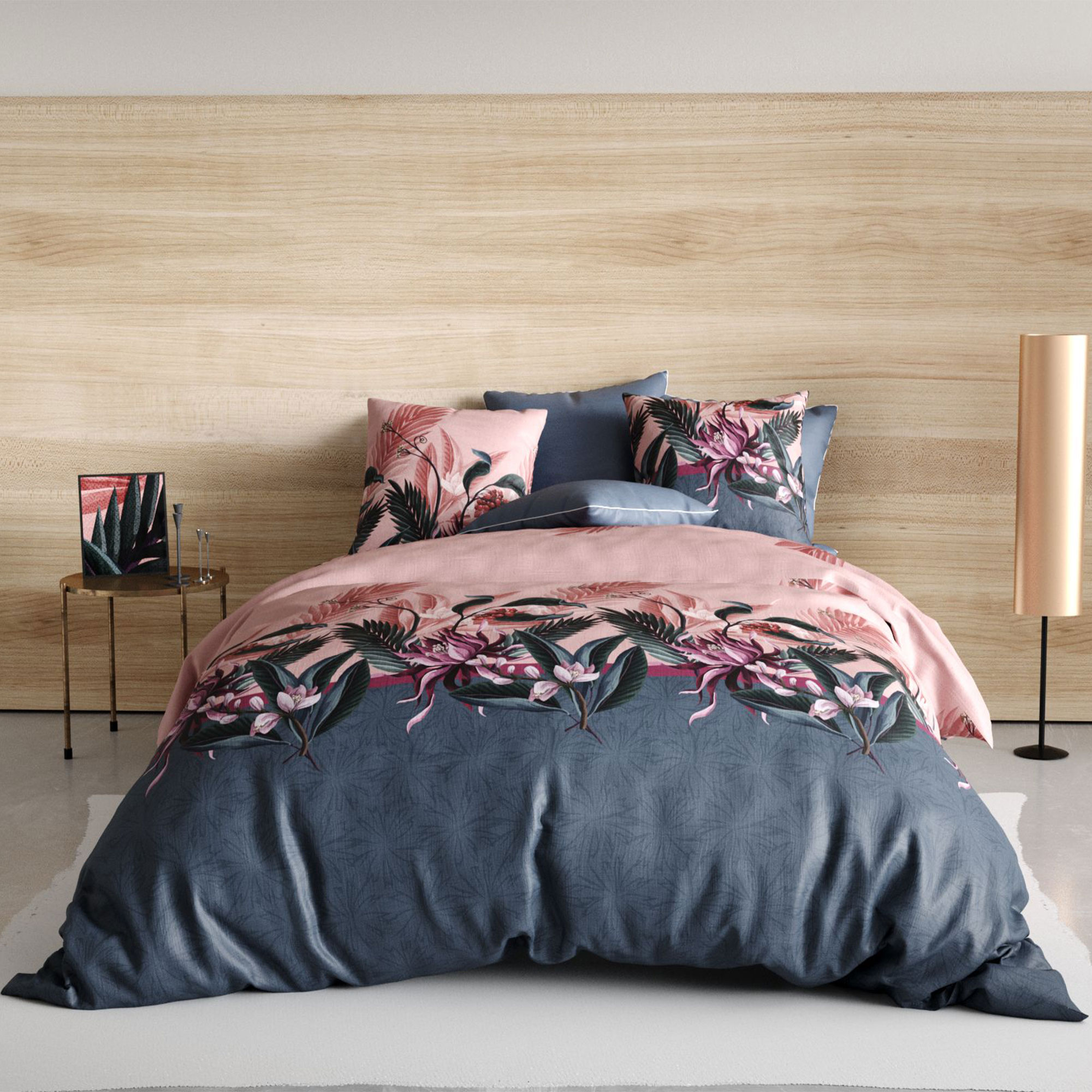 Parure de lit en 100% coton à motifs avec housse de couette + taie d’oreiller, EDEN