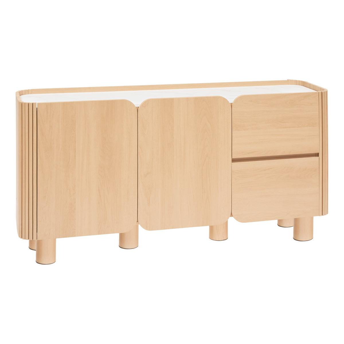 Buffet 2 portes 2 niveaux plateau effet marbre HOMELYA, ATMOSPHERA