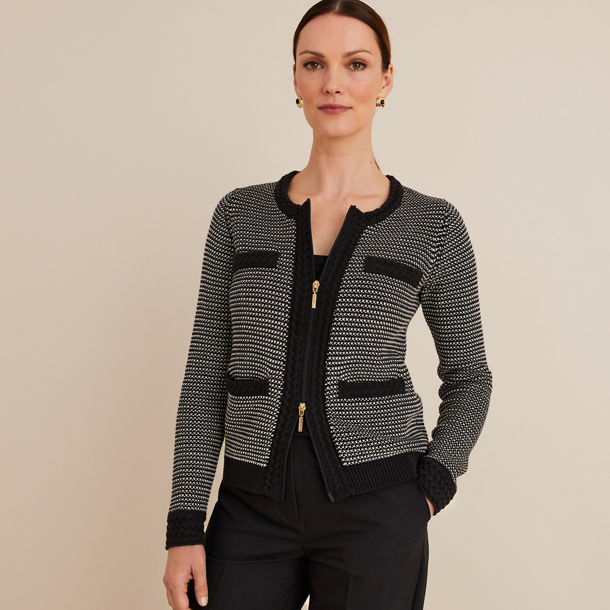 Black and white long cardigan clearance