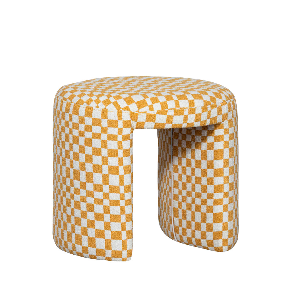 Pouf damiers en tissu- CHARLIE, WOOOD