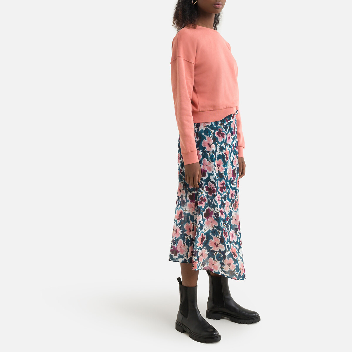 floral meadow bias cut skirt