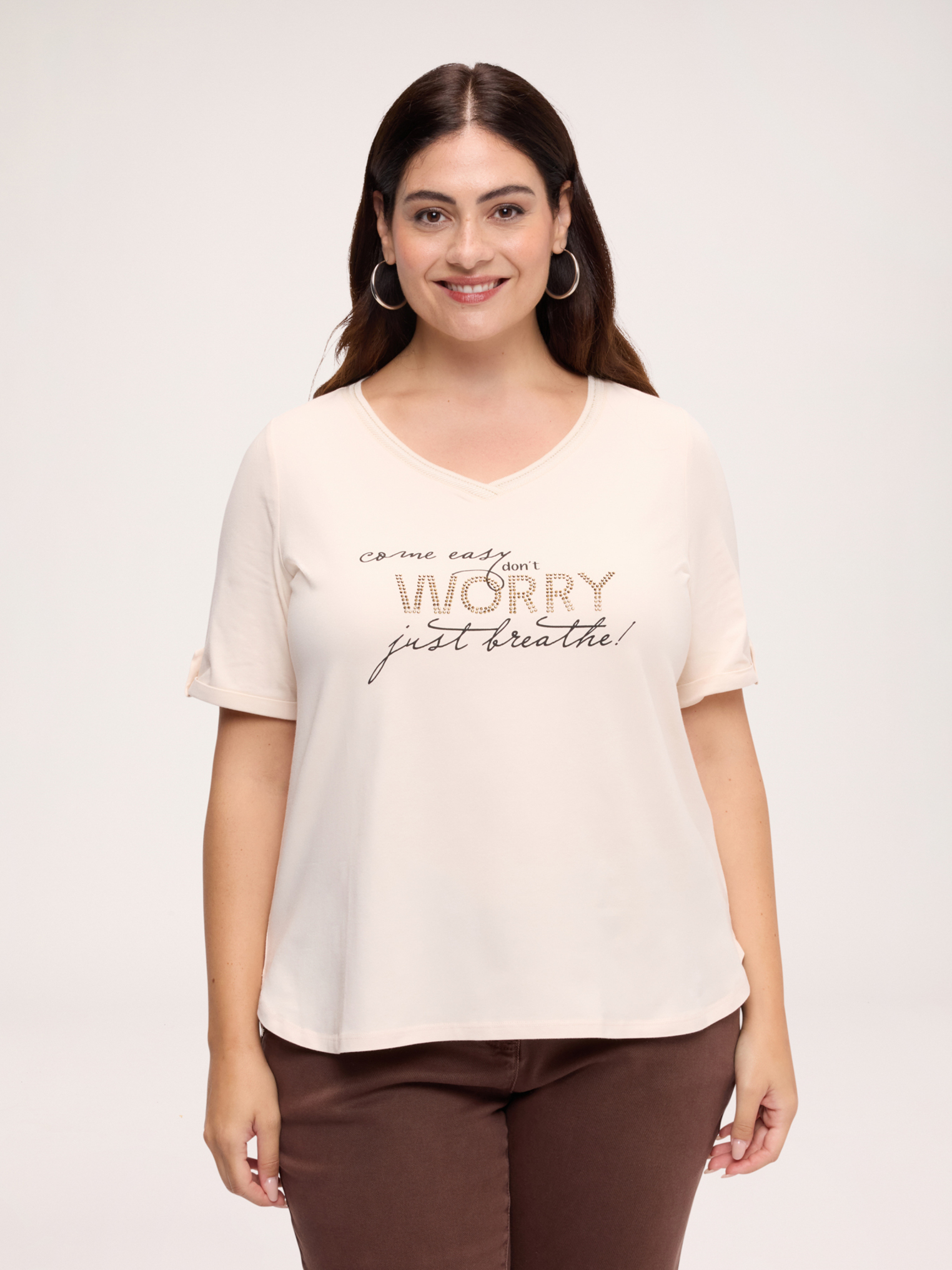 T-shirt avec inscription motivante, FIORELLA RUBINO