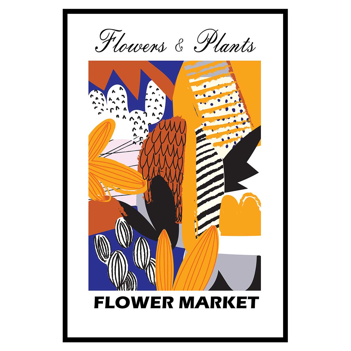 Affiche encadrée fleurs abstraites modernes, HEXOA