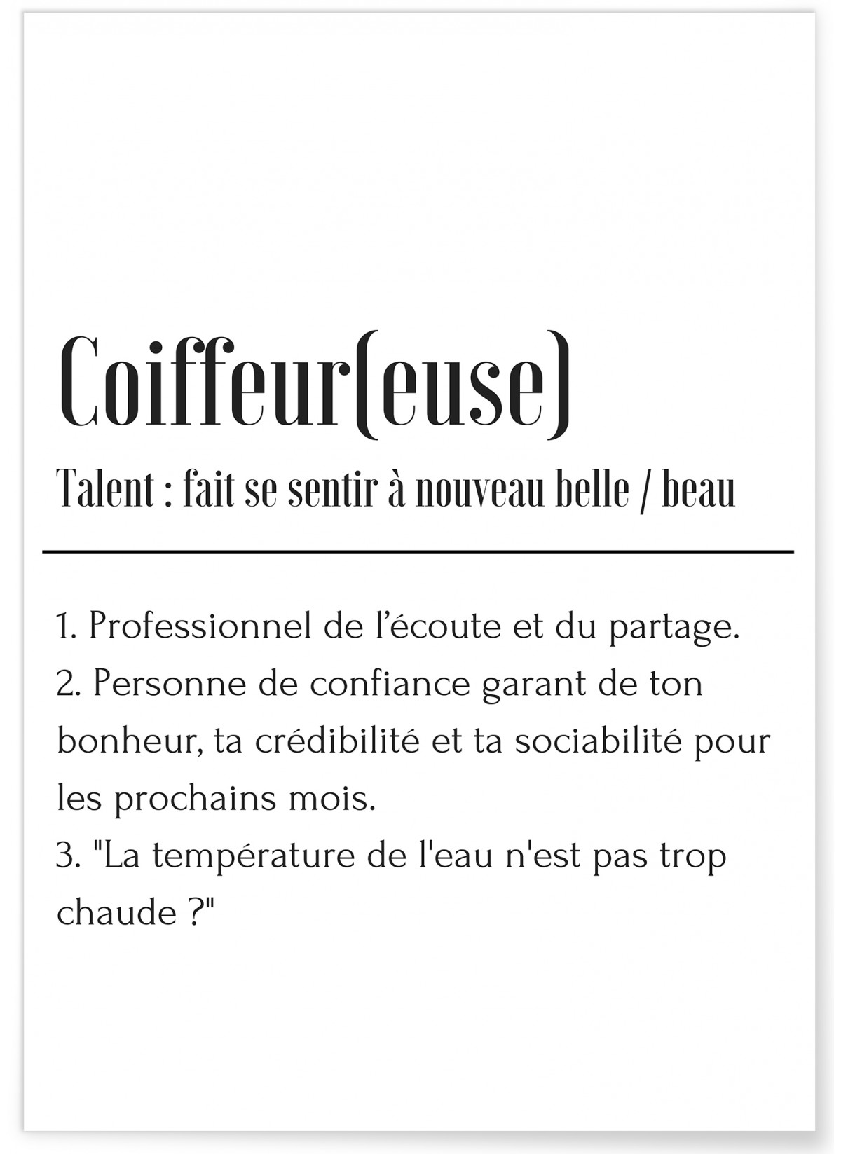 Affiche Définition Coiffeur, L'AFFICHERIE