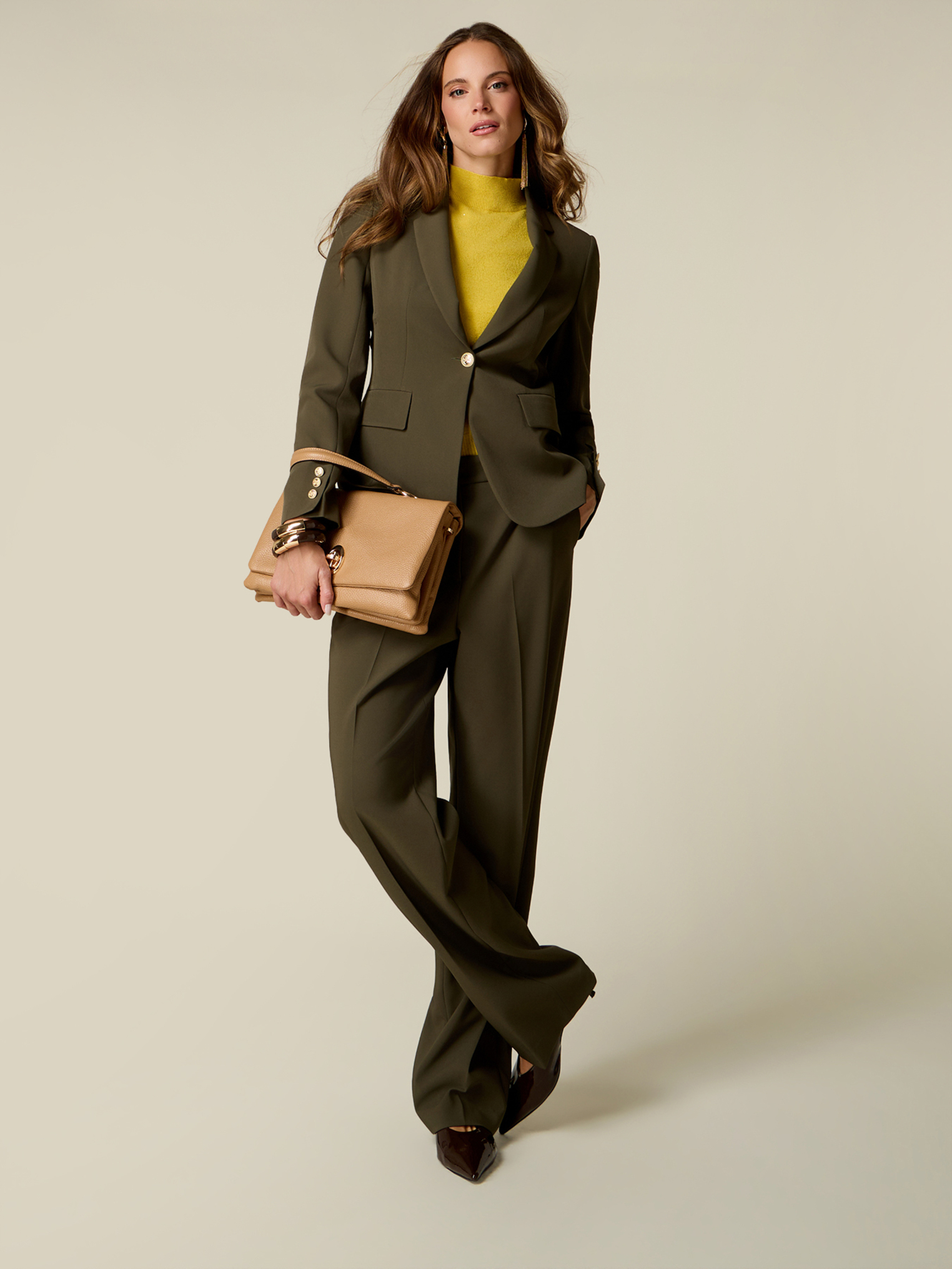Pantalon palazzo tailleur à pinces, OLTRE