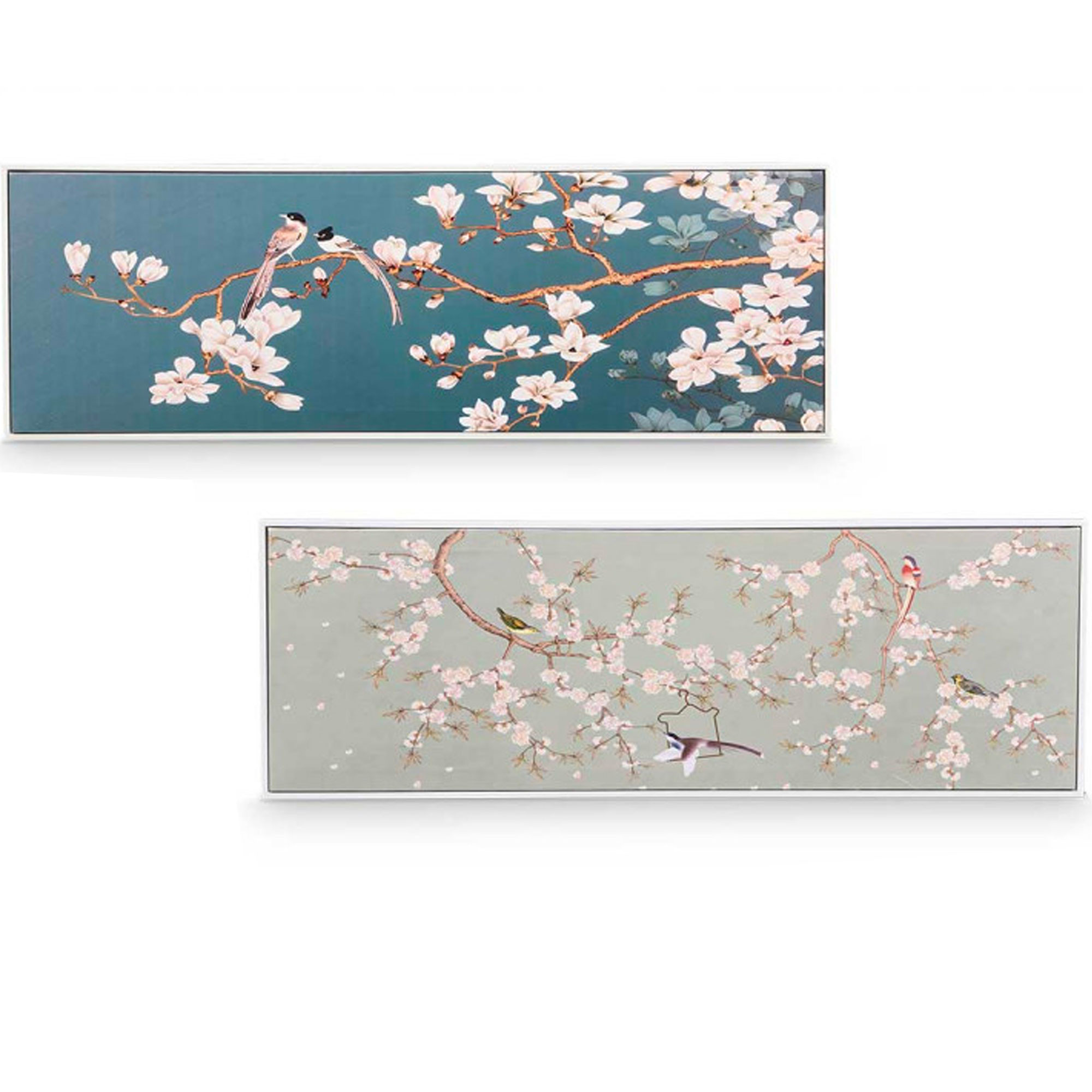 Set de 2 cadres décoratifs cerisiers japonais 90x30x3cm, WADIGA